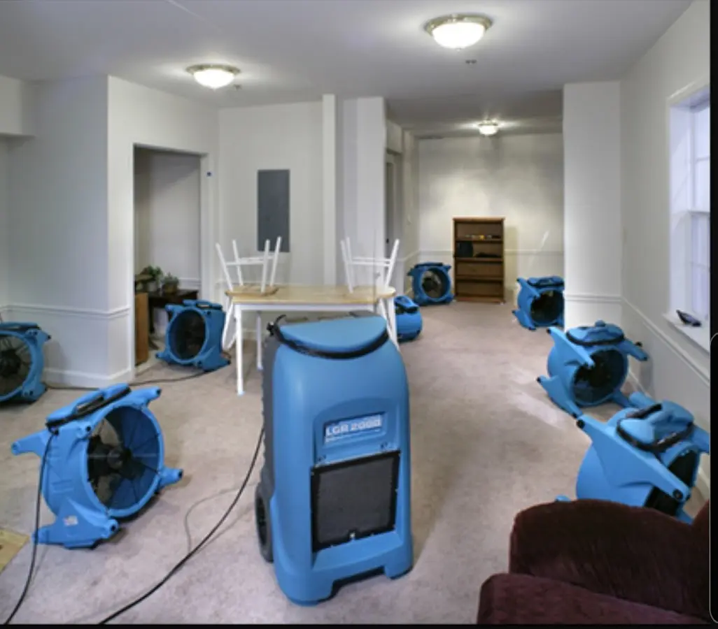 Air movers and dehumidifier setup for Water Extraction & Removal in Perth Amboy